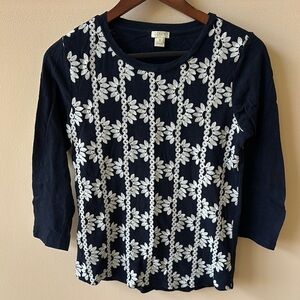 Like-new J Crew cotton shirt with embroidery